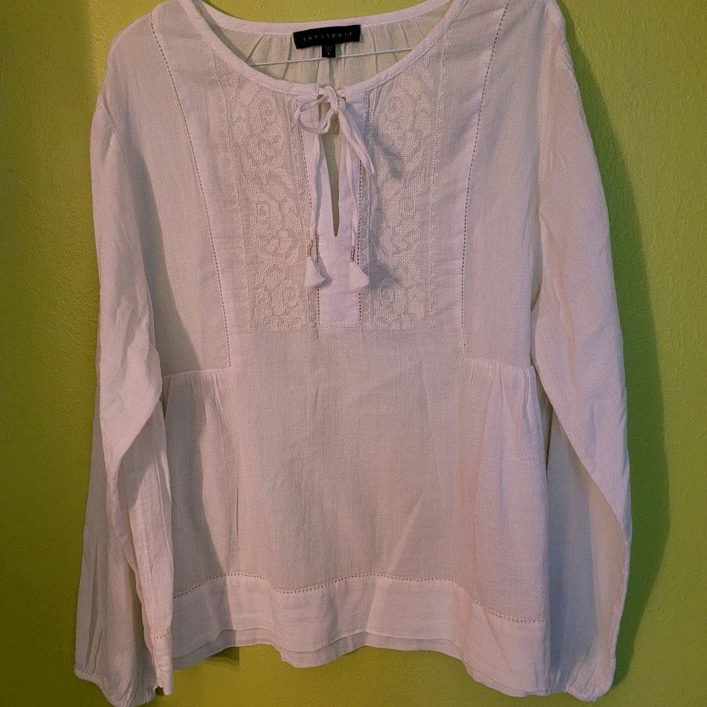 Sanctuary Women's Shirt White Embroidered Long Sleeve